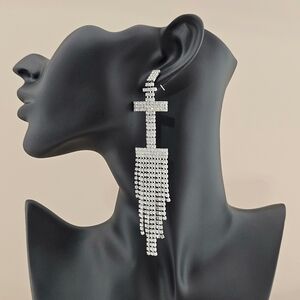 Retrofete Earring Initial Alphabet  Earring Silver "I" Crystal Accents Glam Gift